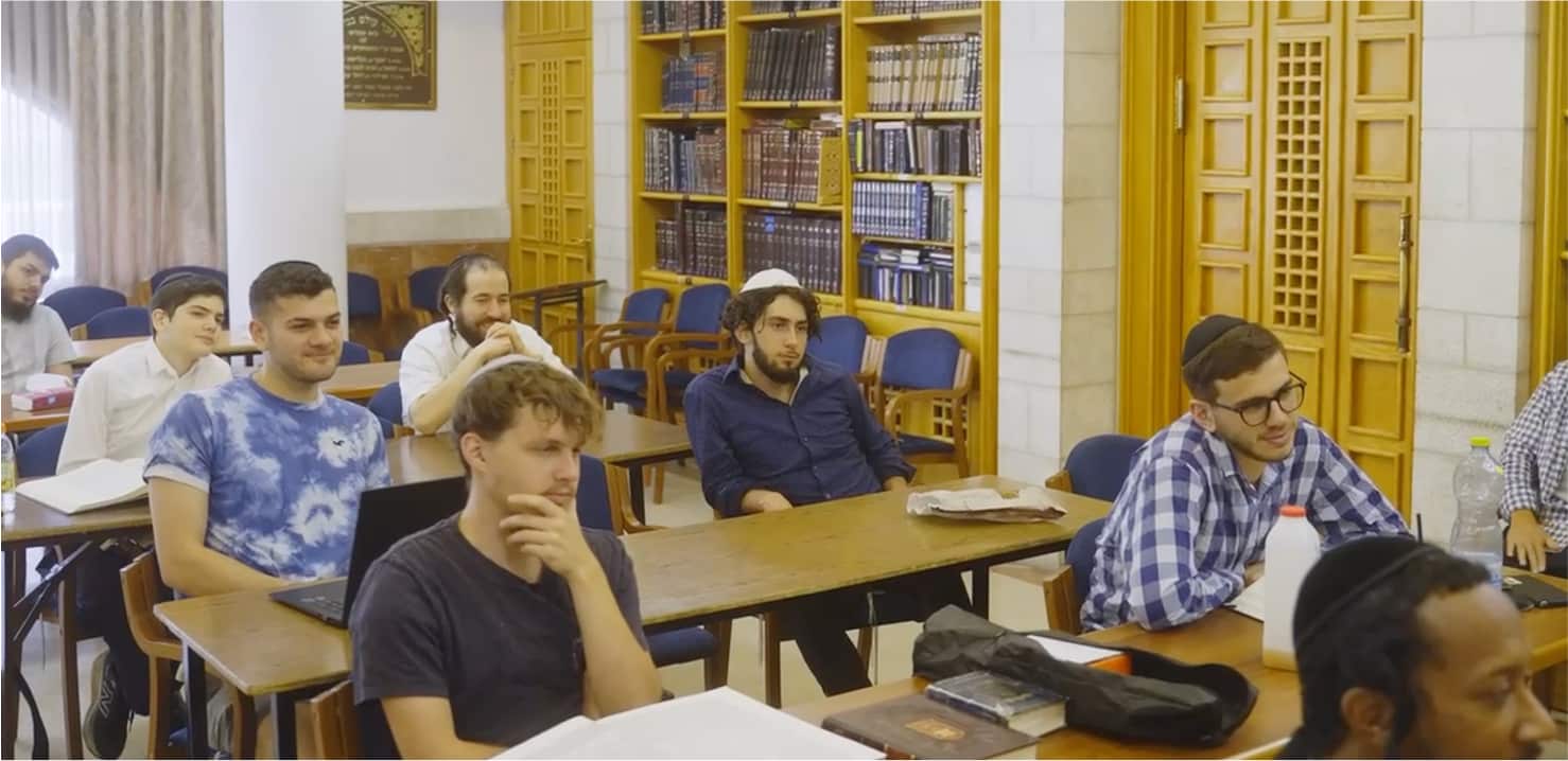Breslov Yeshiva students learning